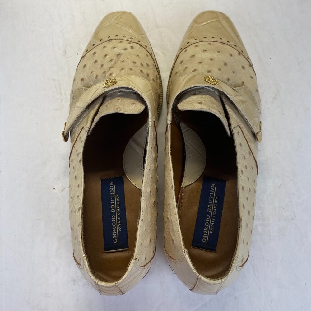 Giorgio Brutini Dress Shoes Men 9.5M Genuine  Ostrich Leather Loafers,Vintage
